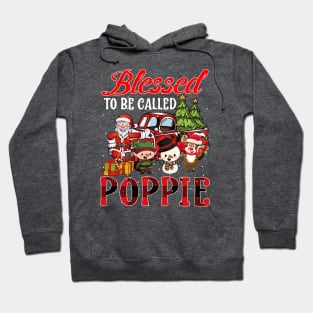 Blessed To Be Called Poppie Christmas Buffalo Plaid Truck Hoodie